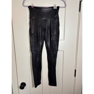 Spanx Faux Leather Moto‎ Leggings Size M Edgy Grudge Chic